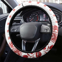 Antique Croatia Folk Embroidery Inspired Pattern Steering Wheel Cover Roses and Peacocks - Wonder Print Shop
