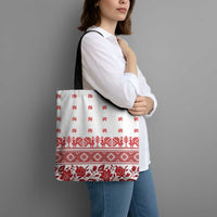 Antique Croatia Folk Embroidery Inspired Pattern Tote Bag Roses and Peacocks - Wonder Print Shop