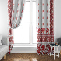 Antique Croatia Folk Embroidery Inspired Pattern Window Curtain Roses and Peacocks - Wonder Print Shop