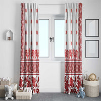 Antique Croatia Folk Embroidery Inspired Pattern Window Curtain Roses and Peacocks - Wonder Print Shop