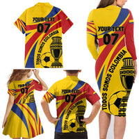 Colombia Football Custom Family Matching Long Sleeve Bodycon Dress and Hawaiian Shirt Todos Somos Colombia LT7 - Wonder Print Shop