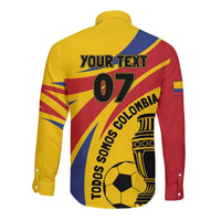 Colombia Football Custom Long Sleeve Button Shirt Todos Somos Colombia - Wonder Print Shop