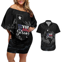 Pray for Texas Hill Country Couples Matching Off Shoulder Short Dress and Hawaiian Shirt - Wonder Print Shop