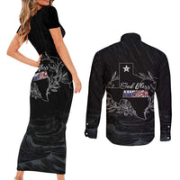 Pray for Texas Hill Country Couples Matching Short Sleeve Bodycon Dress and Long Sleeve Button Shirt - Wonder Print Shop