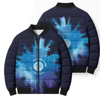 Perseid Meteor Shower Bomber Puffer Jacket Starry Sky Above The Trees