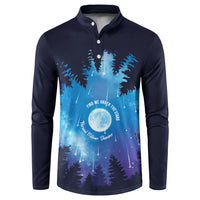 Perseid Meteor Shower Button Sweatshirt Starry Sky Above The Trees