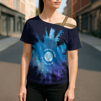 Perseid Meteor Shower Cross Shoulder Shirt Starry Sky Above The Trees