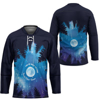 Perseid Meteor Shower Hockey Jersey Starry Sky Above The Trees