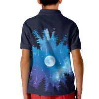 Perseid Meteor Shower Kid Polo Shirt Starry Sky Above The Trees
