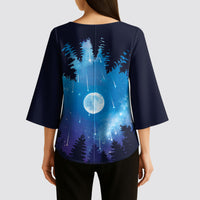 Perseid Meteor Shower Kimono Sleeve Blouse Starry Sky Above The Trees