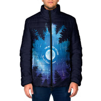 Perseid Meteor Shower Padded Jacket Starry Sky Above The Trees