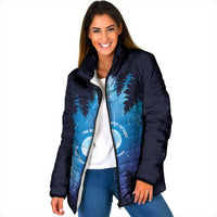 Perseid Meteor Shower Padded Jacket Starry Sky Above The Trees