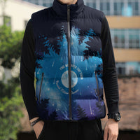 Perseid Meteor Shower Sleeveless Puffer Jacket Starry Sky Above The Trees