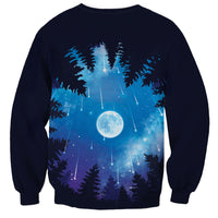 Perseid Meteor Shower Sweatshirt Starry Sky Above The Trees