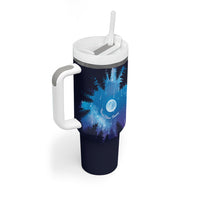 Perseid Meteor Shower Tumbler With Handle Starry Sky Above The Trees