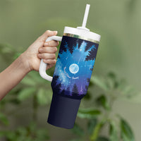 Perseid Meteor Shower Tumbler With Handle Starry Sky Above The Trees
