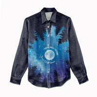 Perseid Meteor Shower Women Casual Shirt Starry Sky Above The Trees