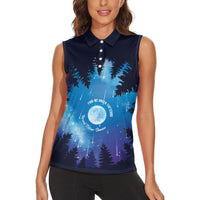Perseid Meteor Shower Women Sleeveless Polo Shirt Starry Sky Above The Trees