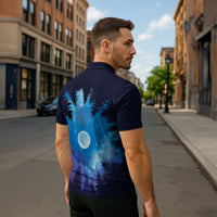 Perseid Meteor Shower Zipper Polo Shirt Starry Sky Above The Trees
