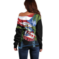 Ay Bendito! Benito Bowl Proud Boricua Off Shoulder Sweater