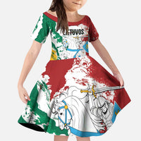 Lithuania Personalized Kid Short Sleeve Dress Lietuvos Artsy Vytis