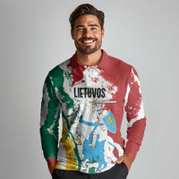 Lithuania Personalized Long Sleeve Polo Shirt Lietuvos Artsy Vytis