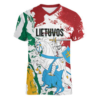 Lithuania Personalized Women V-Neck T-Shirt Lietuvos Artsy Vytis