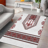Ukraine Vyshyvanka Inspired Patterns Area Rug White