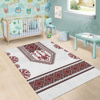 Ukraine Vyshyvanka Inspired Patterns Area Rug White
