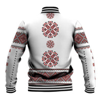 Ukraine Vyshyvanka Inspired Patterns Baseball Jacket White