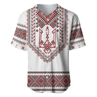 Ukraine Vyshyvanka Inspired Patterns Baseball Jersey White