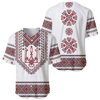 Ukraine Vyshyvanka Inspired Patterns Baseball Jersey White