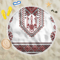 Ukraine Vyshyvanka Inspired Patterns Beach Blanket White