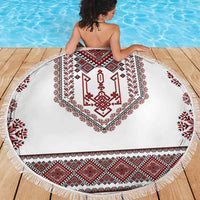 Ukraine Vyshyvanka Inspired Patterns Beach Blanket White