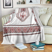 Ukraine Vyshyvanka Inspired Patterns Blanket White