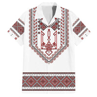 Ukraine Vyshyvanka Inspired Patterns Family Matching Long Sleeve Bodycon Dress and Hawaiian Shirt White