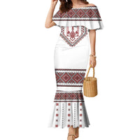 Ukraine Vyshyvanka Inspired Patterns Family Matching Mermaid Dress and Hawaiian Shirt White