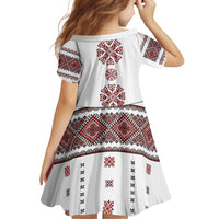 Ukraine Vyshyvanka Inspired Patterns Family Matching Puletasi and Hawaiian Shirt White