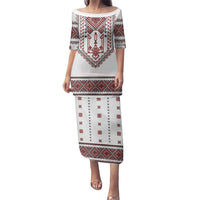 Ukraine Vyshyvanka Inspired Patterns Family Matching Puletasi and Hawaiian Shirt White