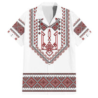 Ukraine Vyshyvanka Inspired Patterns Family Matching Short Sleeve Bodycon Dress and Hawaiian Shirt White