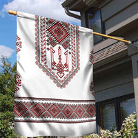 Ukraine Vyshyvanka Inspired Patterns Garden Flag White