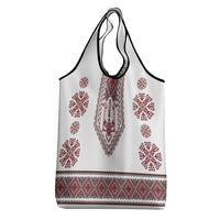 Ukraine Vyshyvanka Inspired Patterns Grocery Bag White