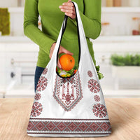 Ukraine Vyshyvanka Inspired Patterns Grocery Bag White