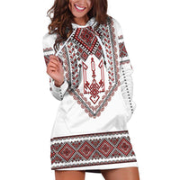 Ukraine Vyshyvanka Inspired Patterns Hoodie Dress White