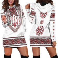 Ukraine Vyshyvanka Inspired Patterns Hoodie Dress White