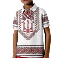 Ukraine Vyshyvanka Inspired Patterns Kid Polo Shirt White