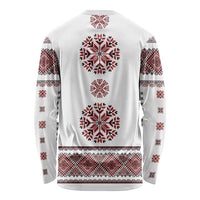 Ukraine Vyshyvanka Inspired Patterns Long Sleeve Shirt White