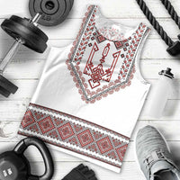 Ukraine Vyshyvanka Inspired Patterns Men Tank Top White