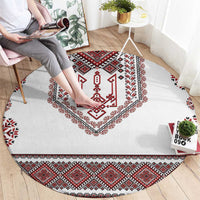 Ukraine Vyshyvanka Inspired Patterns Round Carpet White