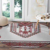 Ukraine Vyshyvanka Inspired Patterns Round Carpet White